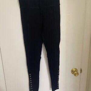 Lululemon Black High-Waisted Leggings with Button Detail